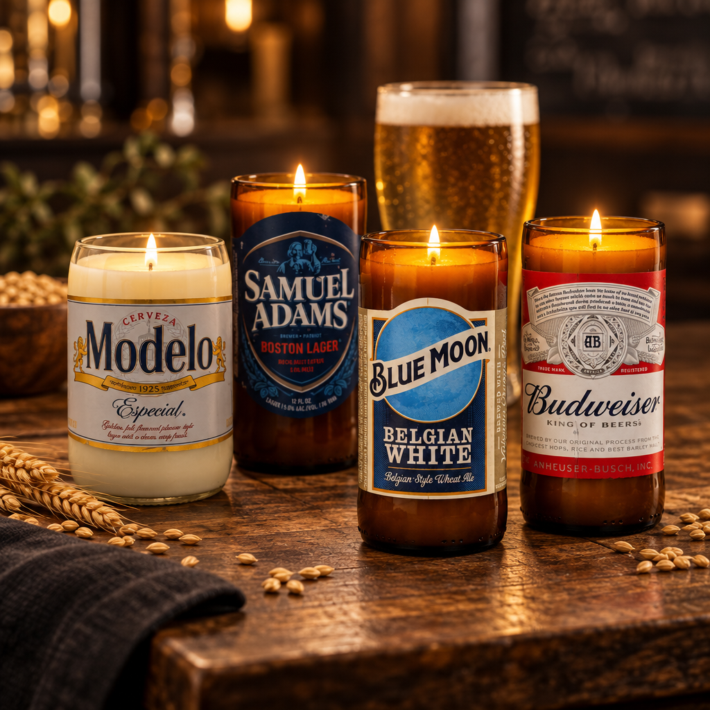 Beer Candles candles arranged in an editorial studio scene