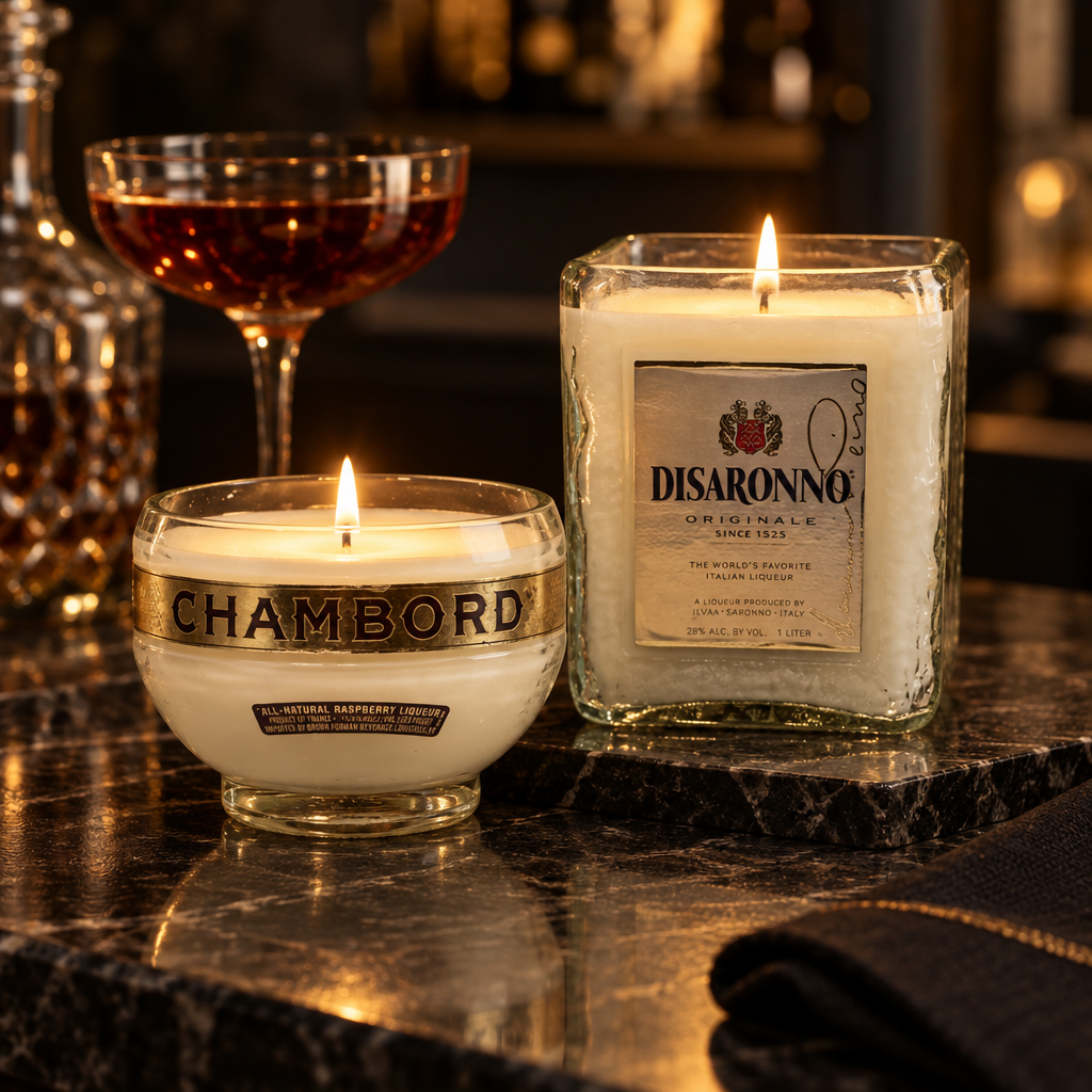 Liqueur Candles candles arranged in an editorial studio scene