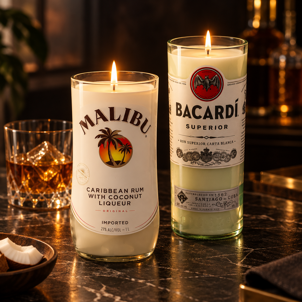 Rum Candles candles arranged in an editorial studio scene