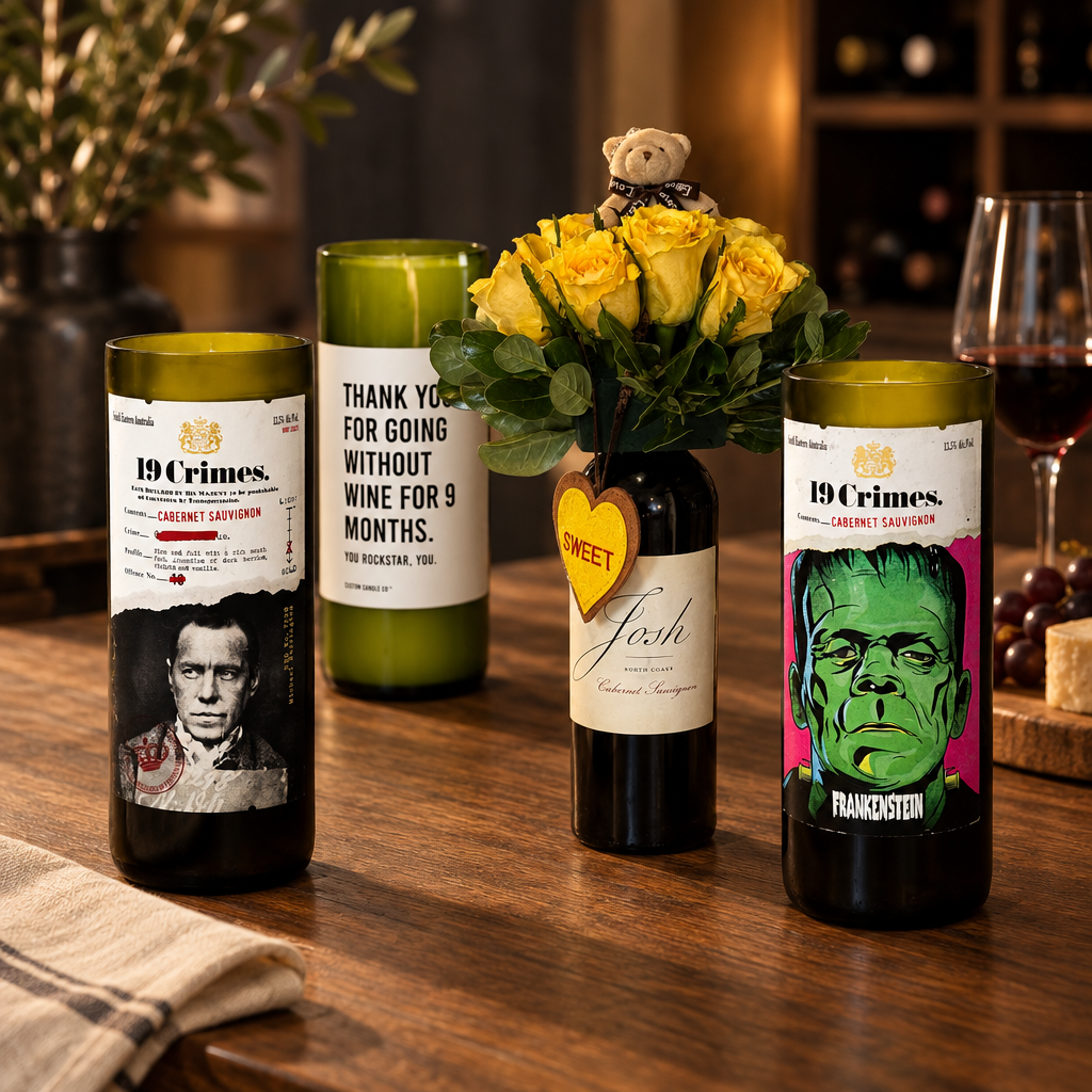 Wine candles from Custom Candle Co